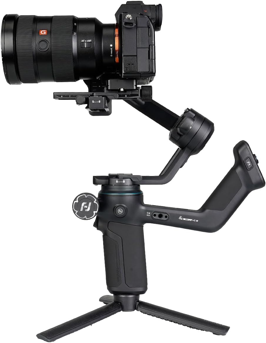 FeiyuTech SCORP-C2 Camera Stabilizer, Gimbal Stabilizer for Mirrorless/SLR, Camera Gimbal with Built-in AI Tracking for Sony Canon Panasonic Lumix Nikon Fujifilm Native Vertical Shooting Load Capacity