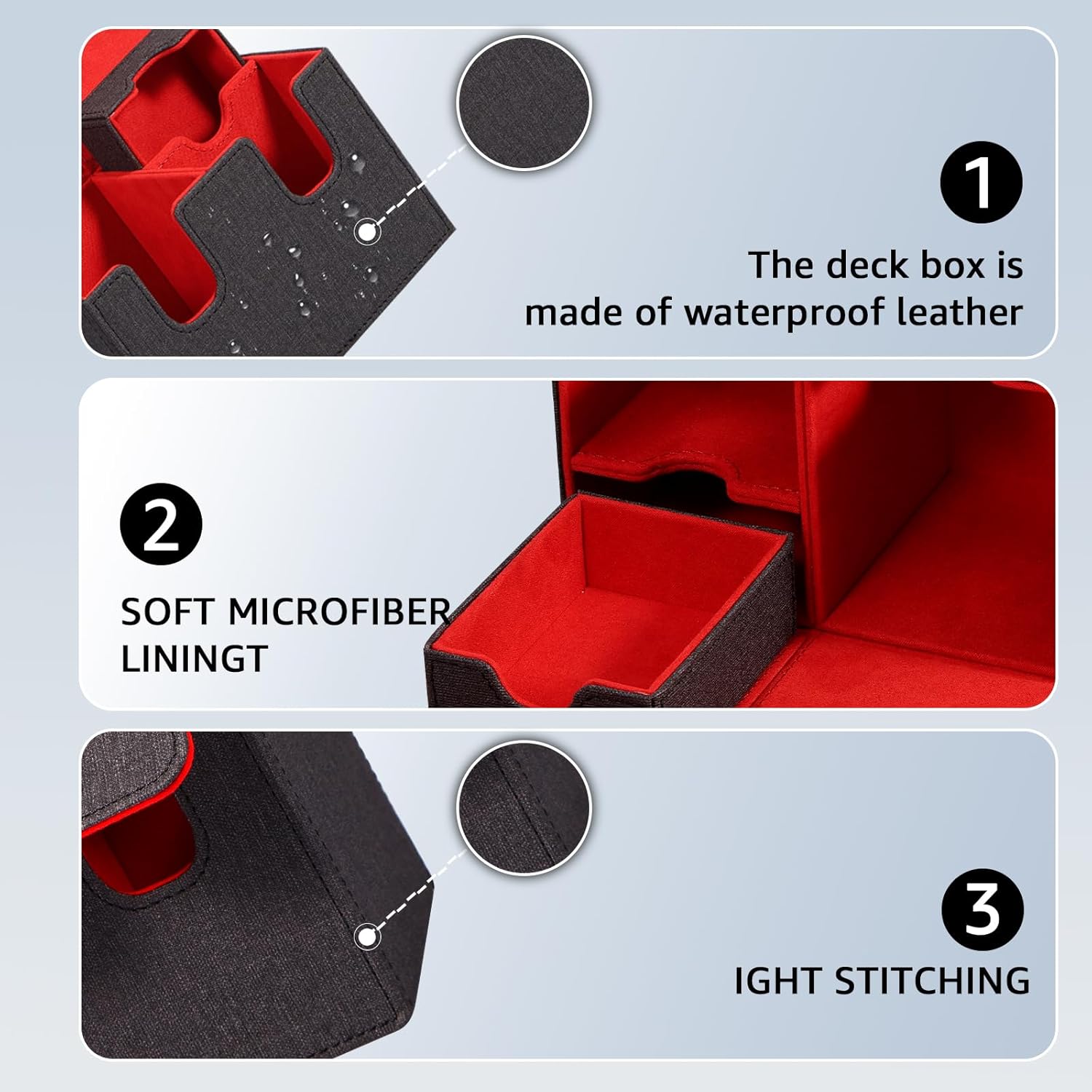 Shuiling Deck Case, Trading Card Case, Deck Box, Storage, Storage Box, Dice Holder, Damecan Holder, Magnet, Leather, Approximately 200 Pieces, Compatible with Various Card Games, Compatible with