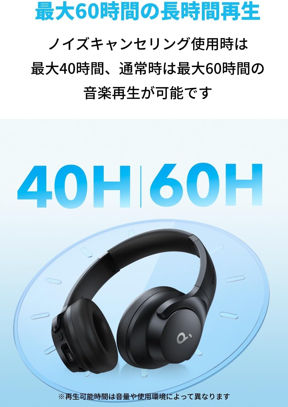 Anker Soundcore Q20i, Bluetooth 5.0 Wireless Headphones, Hybrid Active Noise Cancelling/Hi-Res Compatible (Wired) / Ambient Sound Mode/Heavy Bass / Up to 60 Hours of Long Music Playback / Sound