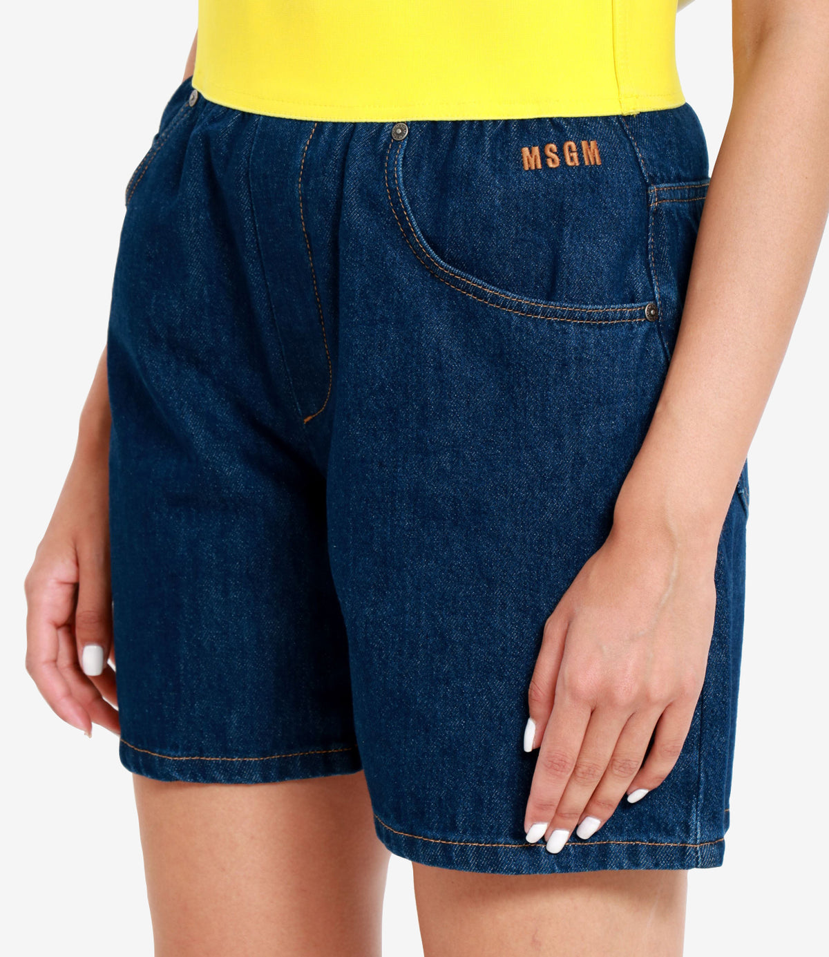 Msgm MSGMショーツデニム+ネオンイエロー - Image 5