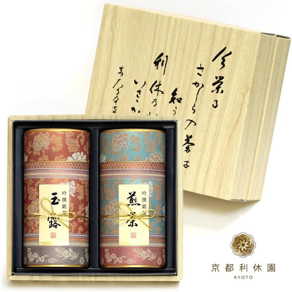 Kyoto Rikyuen Tea Gyokuro・Sencha Assortment Gyokuro 80g Sencha 80g Tea Gift Set Domestic Tea Leaves Kyo Nishijin-302 MG-302