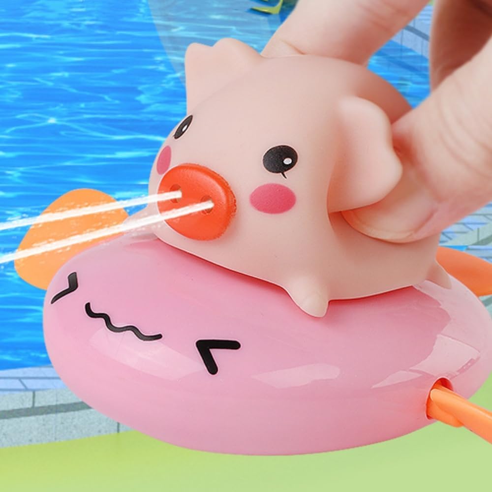 Bath Toy, Set of 4, Water Play, Pig, Turtle, Dolphin, Duck, Birthday Gift, No Batteries Required, Colorful (Random Color)