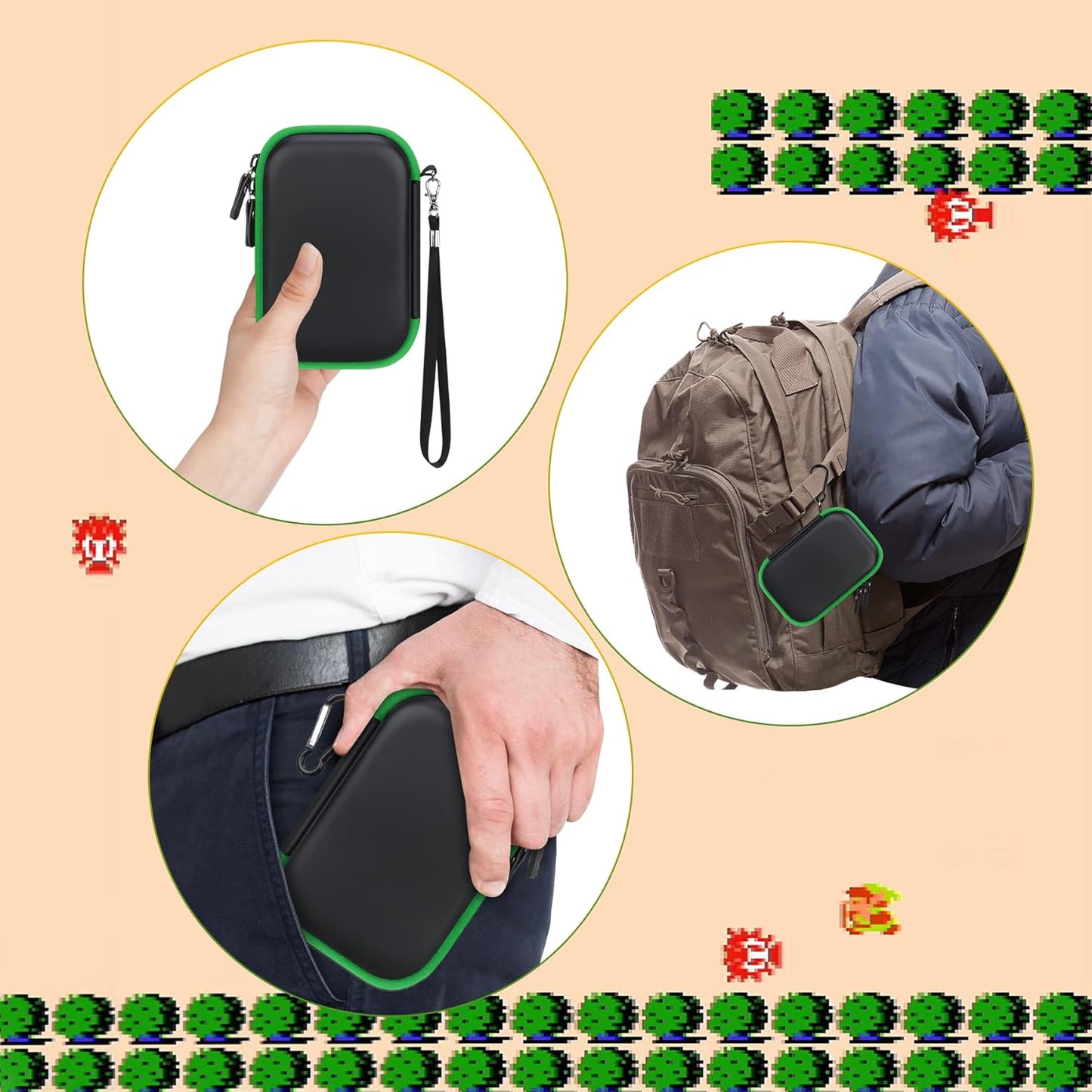 BOVKE Carrying Case for Nintendo Game & Watch - The Legend of Zelda Handheld Game Console Classic Device Mesh Pocket for Charging Cable Zelda Accessories Black