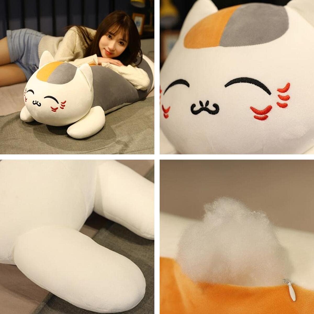 Natsume Yuujinchou Nyanko Sensei Hugging Pillow Cushion, Cute Cat Style, 70/90/110/130CM Stuffed Plush Figure, Soft and Fluffy Lightweight Comfortable Pillow, Cosplay Prop, Anime Moe Goods, Gift for