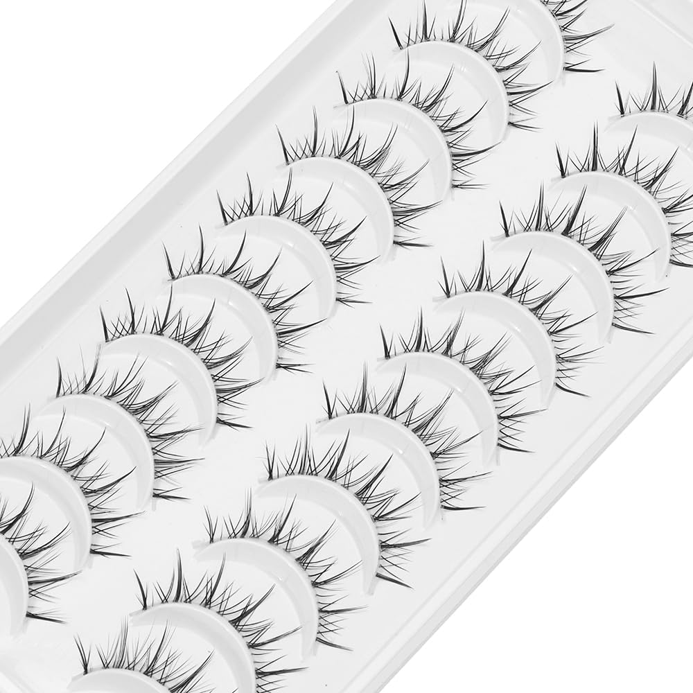 10 Pairs Pack Cartoon False Eyelashes Natural Looking Anime False Eyelashes Fluffy Fake Mink Cosplay False Eyelashes Korea Japan Asian False Eyelashes Masquerade Party Eye Makeup False Eyelashes (Y14)