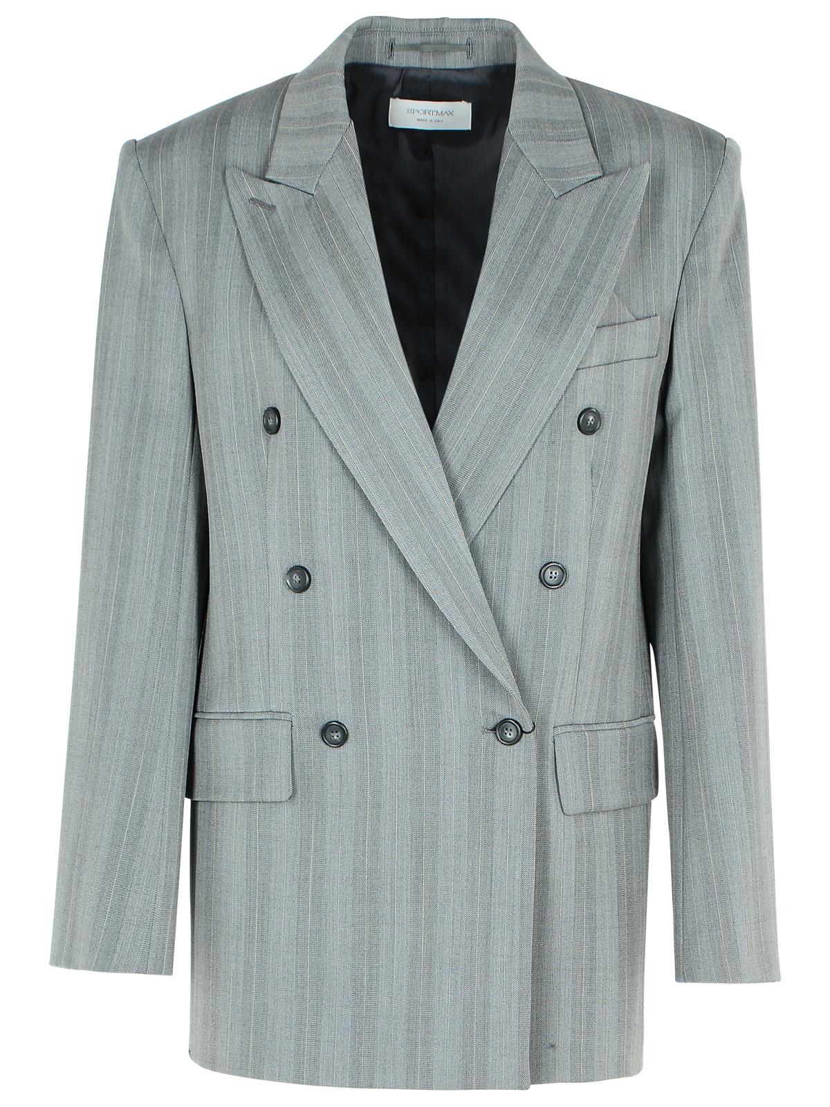 Sportmax SportMax 'Merlot'グレーバージンウールブレンドブレザー - Image 5