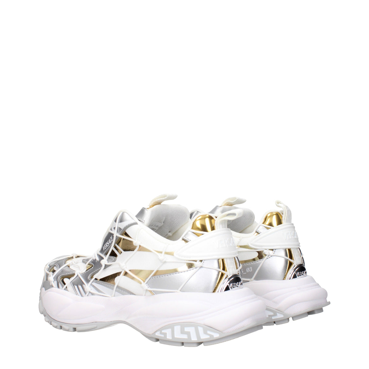 Versace ヴェルサーチ レディースs スニーカー ホワイト/シルバー ファブリック - Image 5
