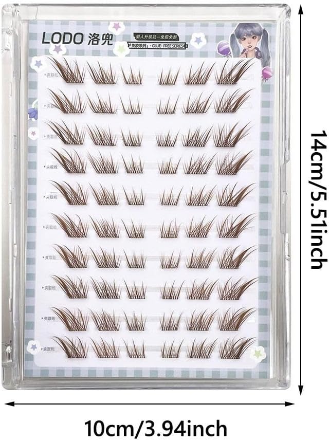 3D Cat Eye Soft Brown False Eyelashes Natural Cartoon Fox Cluster DIY Eyelash Extensions Whispy C Curl Clear Band Eyelash Extensions Individual Eyelashes