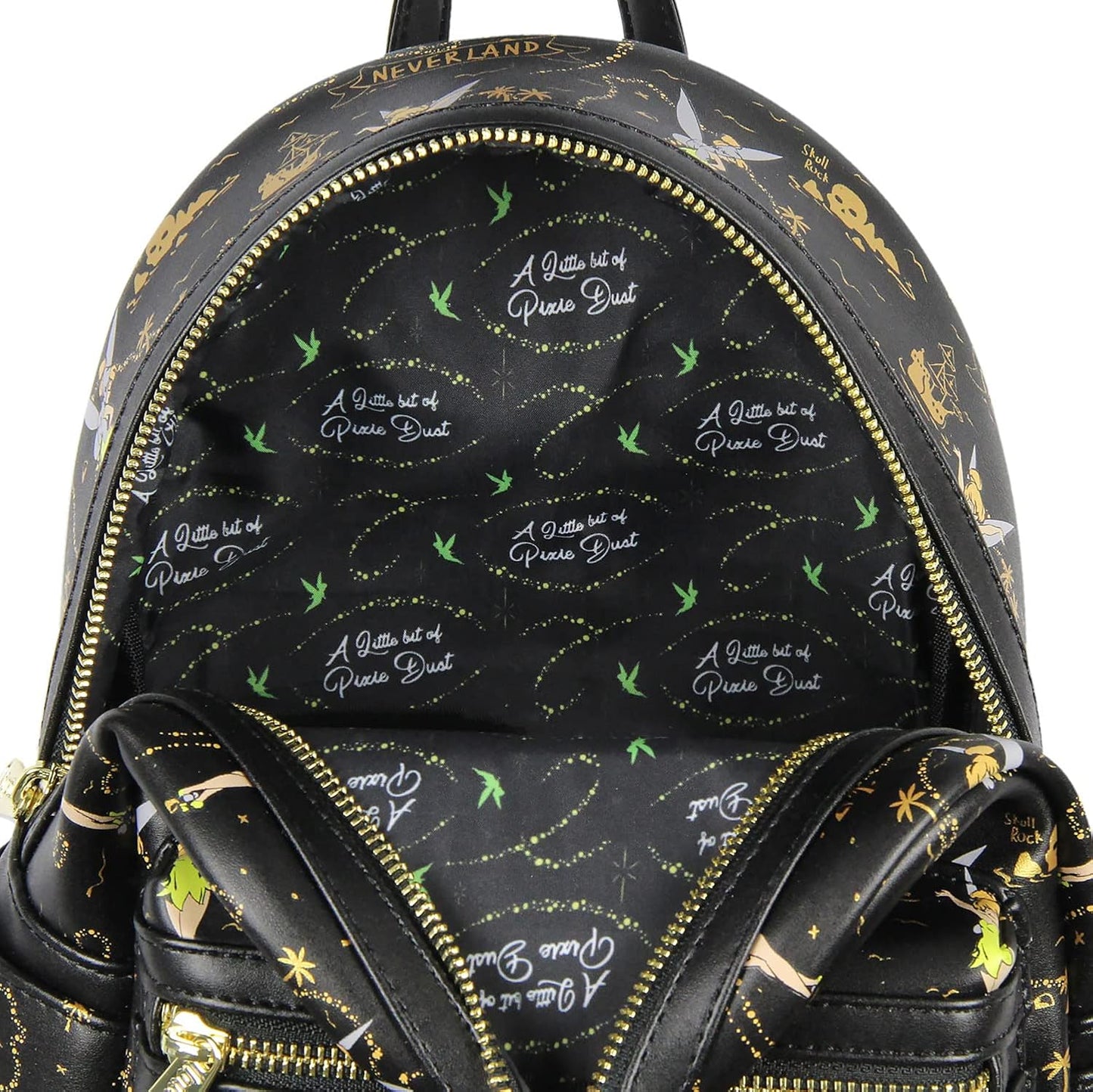 Loungefly Disney Tinkerbell Mapa del Tesoro de Nunca Jamás con Impresión Completa Un Poco de Polvo de Hadas Mini Mochila