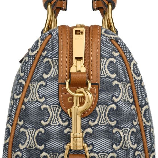 CELINE Small boston in Triomphe jacquard and calfskin - Image 5