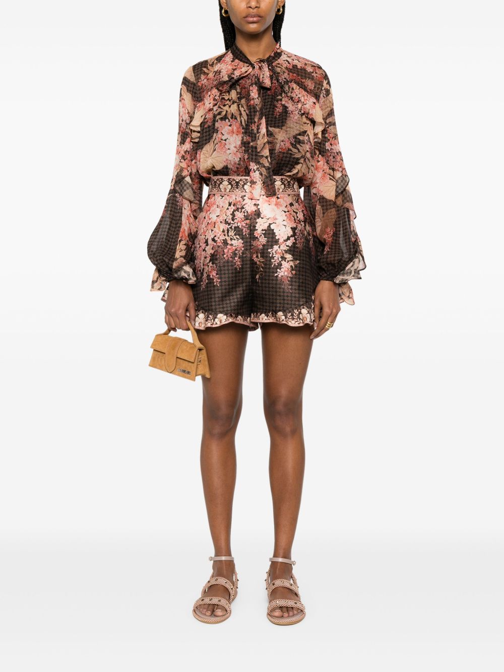 Zimmermann Zimmermannプリントリネンブレンドショーツ - Image 5