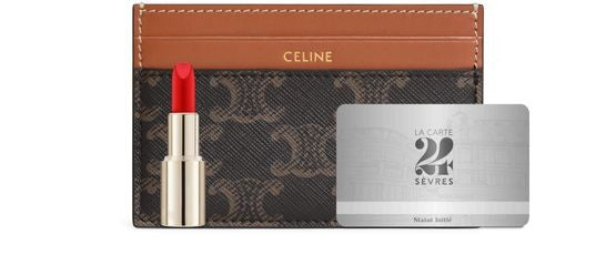 CELINE Medium card holder in Triomphe canvas and calfskin - Image 5