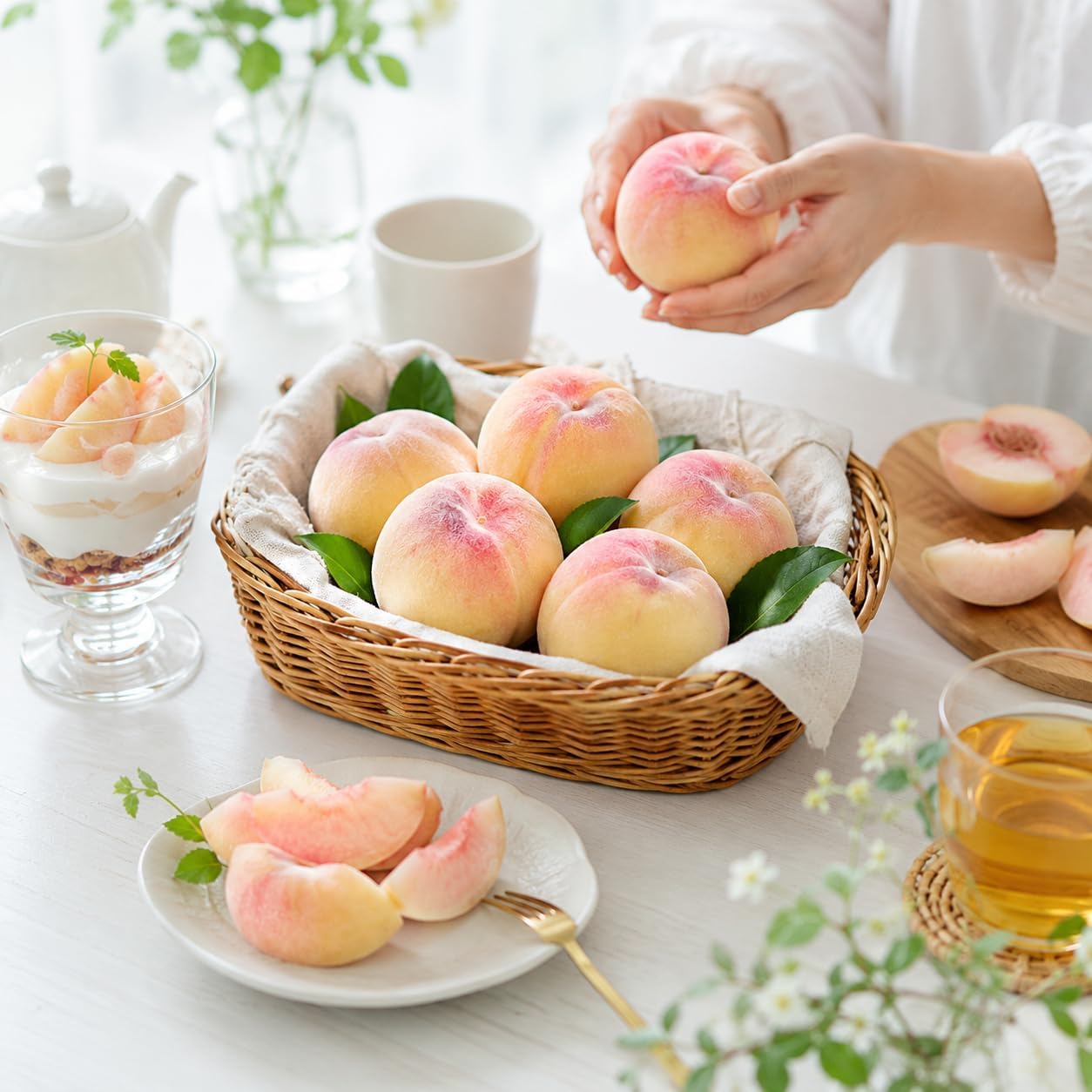 PLEGOOD Peach Food Sample Display Photo Props Fake Set of 8 (Flat Peach)