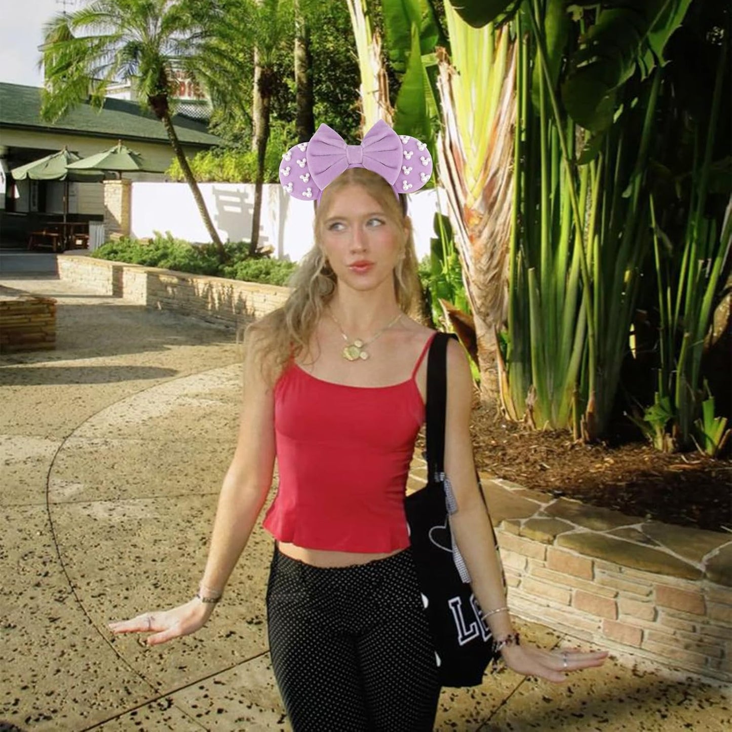 DRESHOW - Diademas con orejas de ratón para mujeres, cintas de pelo de perlas, lazos para la cabeza, cintas de terciopelo, disfraz de cosplay de Navidad, disfraz de princesa, decoración para fiestas