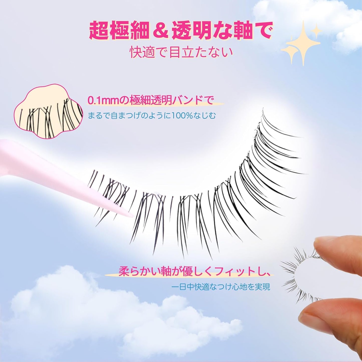 Ultra-thin False Eyelashes - BEPHOLAN 7 Pairs Eyelash Pack False Lashes Natural Look 100% Handmade Lash Strips Lightweight Lashes with Soft Clear Band (CCS321)