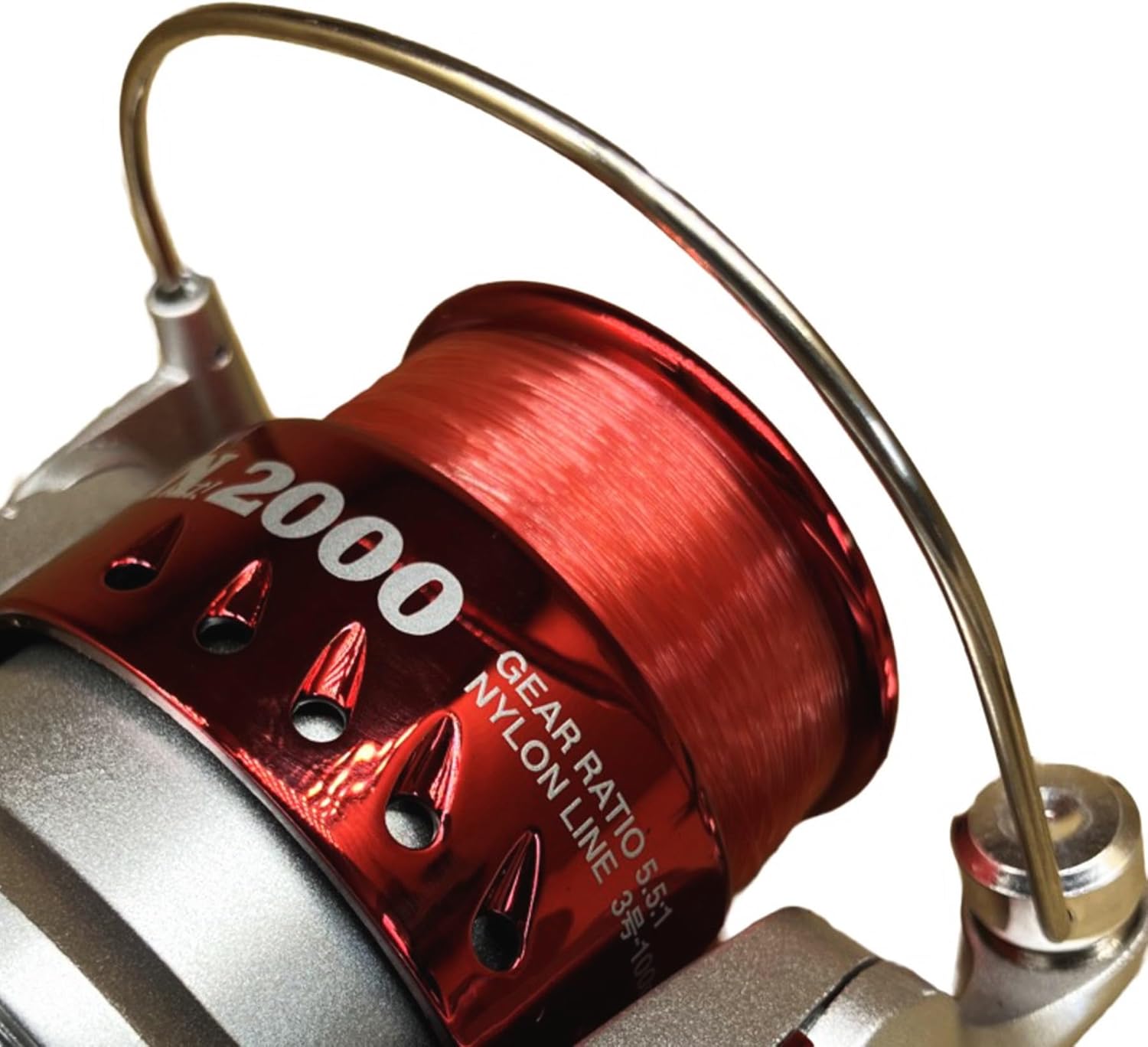 Riseway 2000 Basic Spin Reel with Thread No. 3 - 120 m, Red