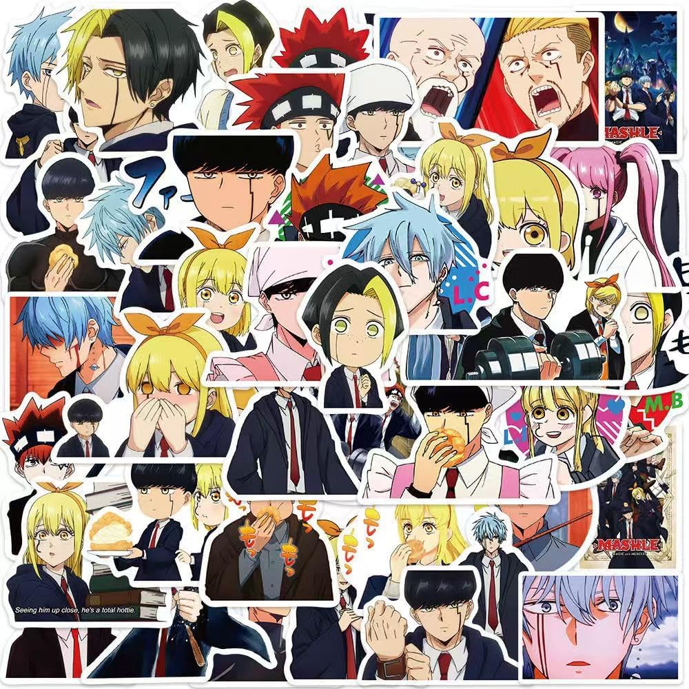 For Mushle Stickers, Set of 50, Cute Anime for Mushle Stickers, Suitcase Stickers, Stationery Stickers, Waterproof Decals, Cute, Stylish, Manga, DIY Stickers, Popular, Anime, Moe Goods, Gift