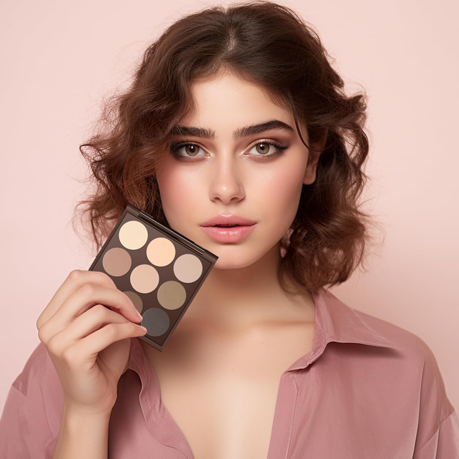 MYSTER ROSEY Paleta de sombra de ojos neutra, paleta de sombra de ojos nude, paleta de maquillaje de sombra de ojos mate con espejo, uso duradero, vegano, libre de crueldad, 0.5 onzas