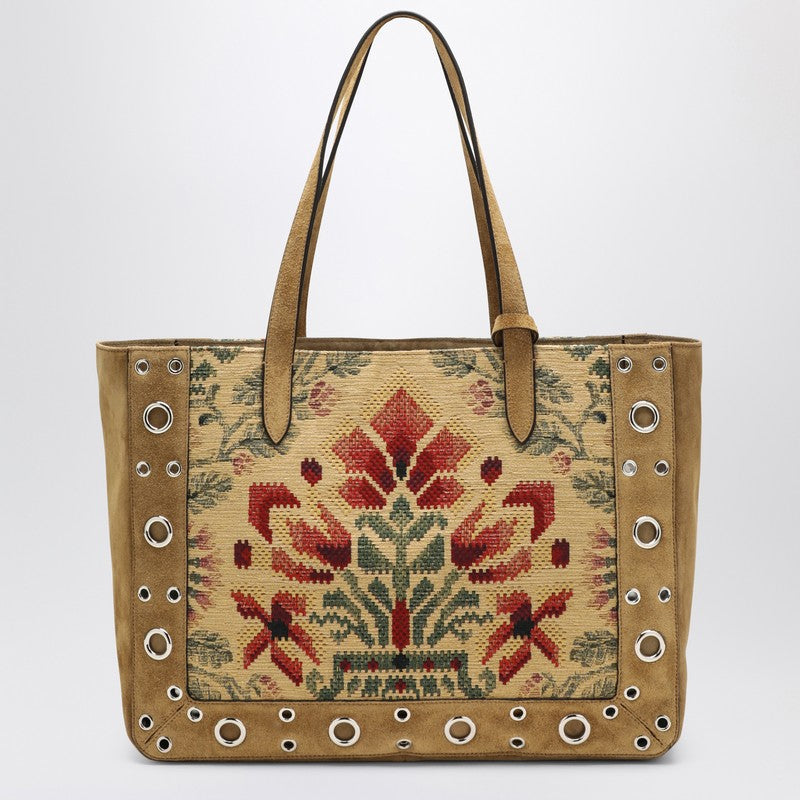 Valentino ヴァレンティーノガラヴァニミディアムトートバッグネルコートジャックアードファブリック - Image 5
