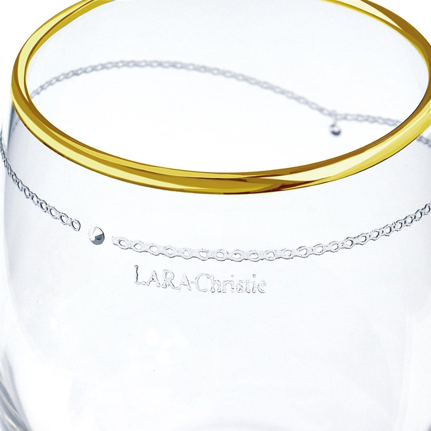 LARA Christie lh-84-0001p Glass Pair Platinum, Gold Rimmed Tumbler