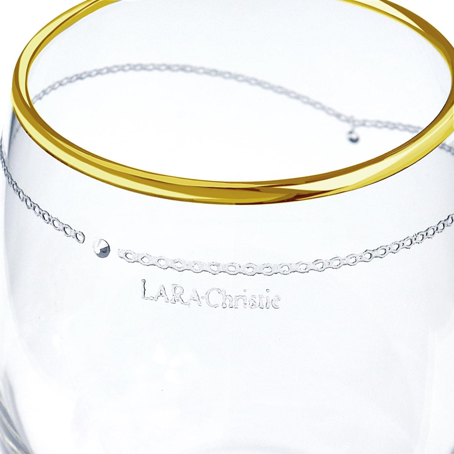 LARA Christie lh-84-0001p Glass Pair Platinum, Gold Rimmed Tumbler