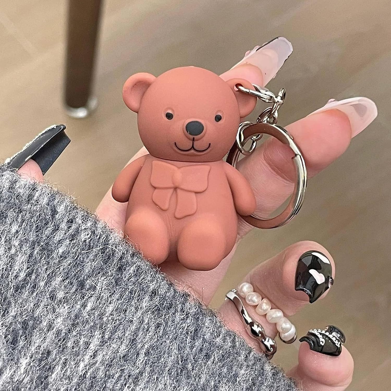 Pink Bear Keychain Lipstick, Non-Stick Lip Gloss, Never Fade Liquid Lipstick, New Portable Lipstick, Cute Lip Makeup, High Color, No Makeup Removal, Strong Adhesion, Long Lasting, All Day Shiny, Not