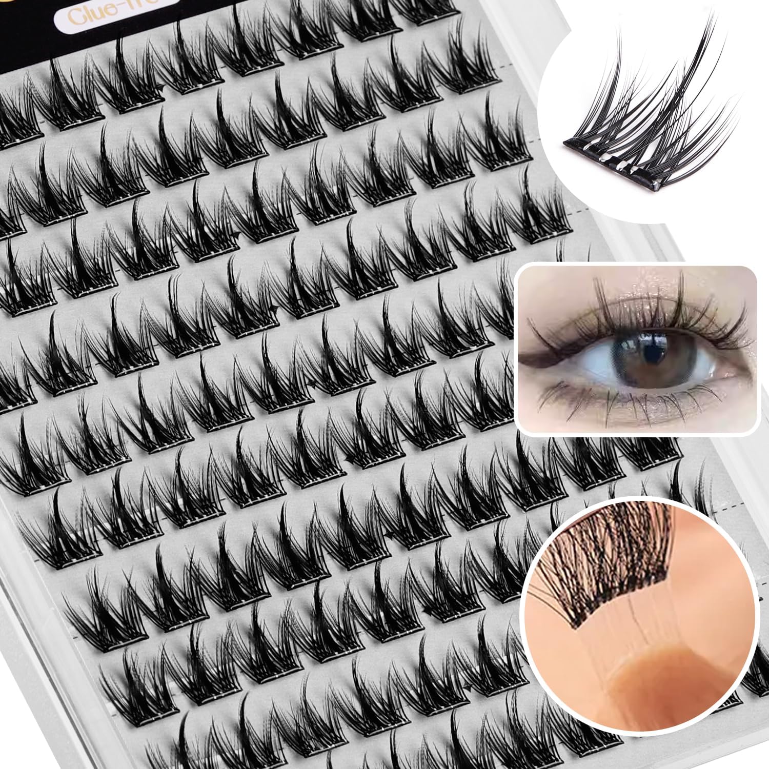 Partial False Eyelashes, No Glue, No Adhesive, Natural Fake Eyelashes, For Parts, Self-Adhesive, Everyday Makeup, Easy to Apply for Beginners, Lightweight, Large Capacity, Partial False Eyelashes