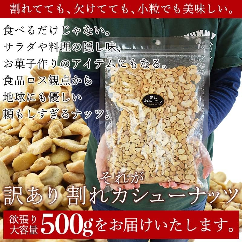 Sea and Sun, Cracked Cashew Nuts (Salty) 17.6 oz (500 g), Roasted, Broken, Authentic Taste Even if Cracked or Chipped, Large Capacity Snacks