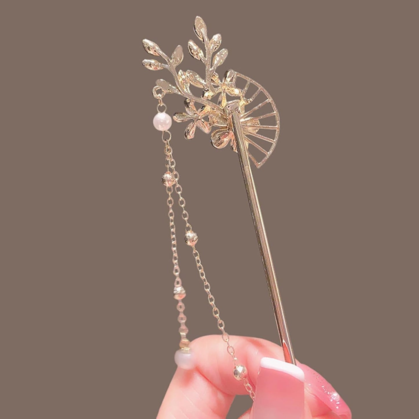 EZ PEACH Cherry Blossom Flower Pearl Hairpin Hair Clip Bangs Hair Closure Kimono Kimono Hair Accessory (Flower 02)