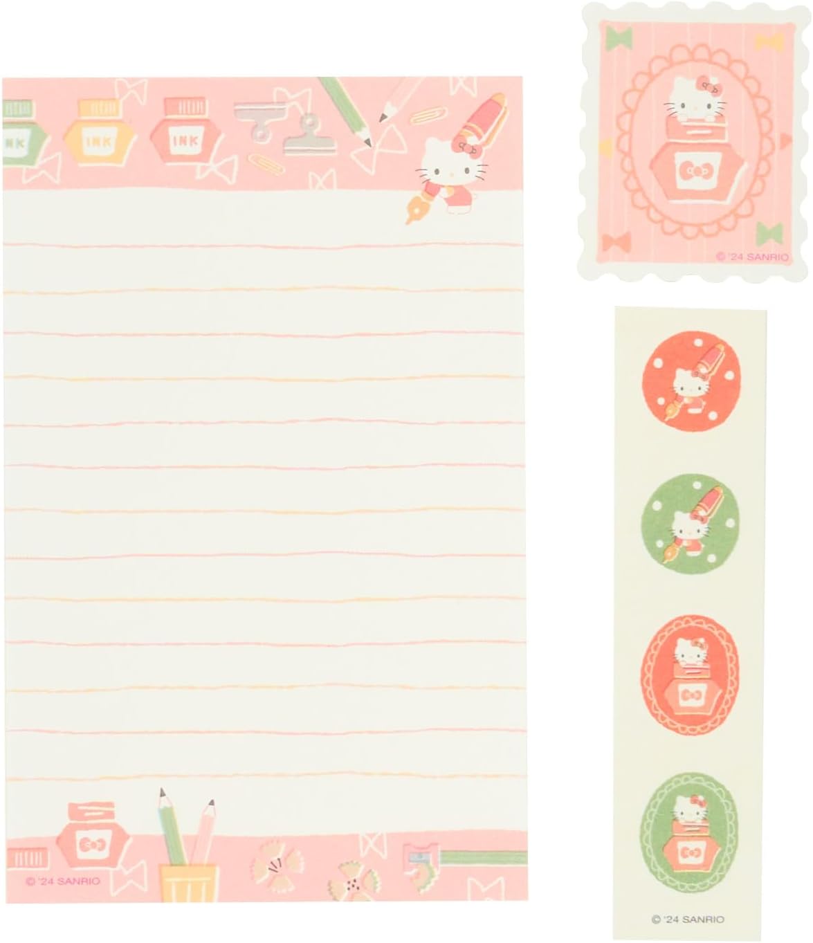 Sanrio 340871 Hello Kitty Kitty Letter Set, 8 Piece Toilet Pin, Includes Envelopes, Sealing Seal Included