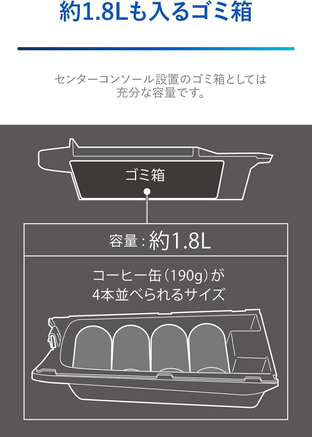 Carmate NZ817 Nissan Notebook Dedicated Trash Can with Tray, Center Console Installation Type, E13/FE13 Compatible, Black