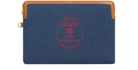 CELINE Small pouch with strap cuir Triomphe in textile with embroidery - Image 5