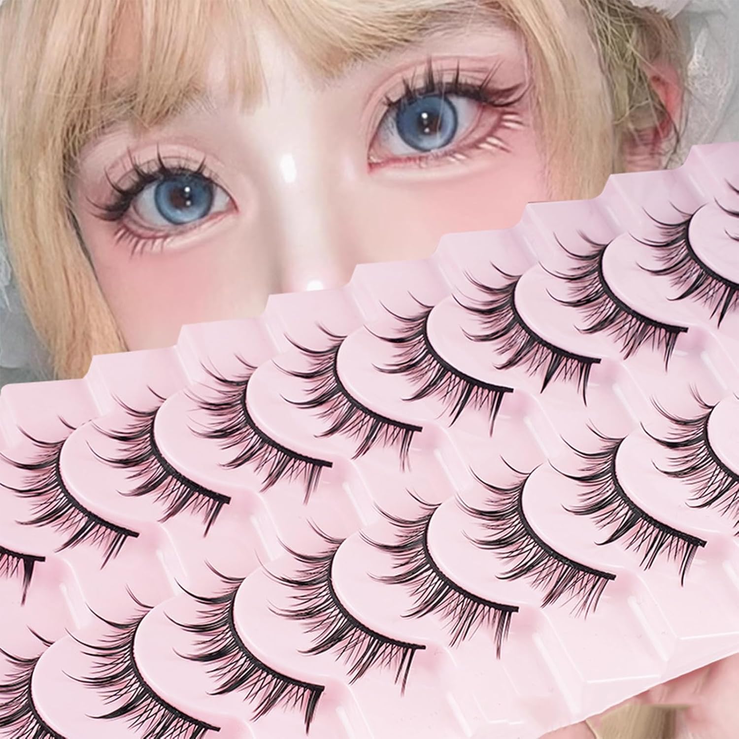 Fake Eyelashes, Natural, Ultra Lightweight, Soft, Everyday Makeup, Cosplay, Devil Style, 5 Pairs
