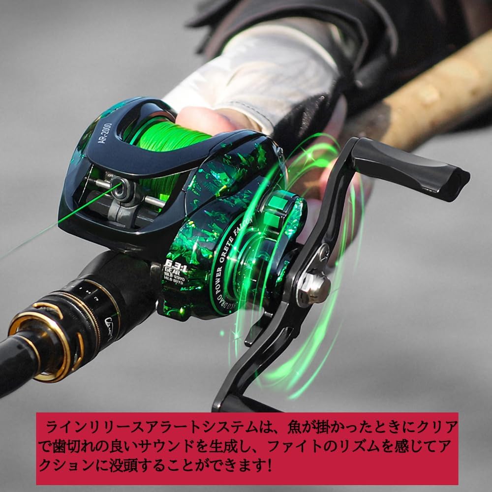 Bait Reel, Saltwater Fishing, Freshwater Fishing, Dual Use, Left/Right Handle, Ultra Lightweight, Strong Magnetic Brake, Far Throw, Maximum Drag Force, 17.6 lbs (8 kg), Gear Ratio 6.3:1