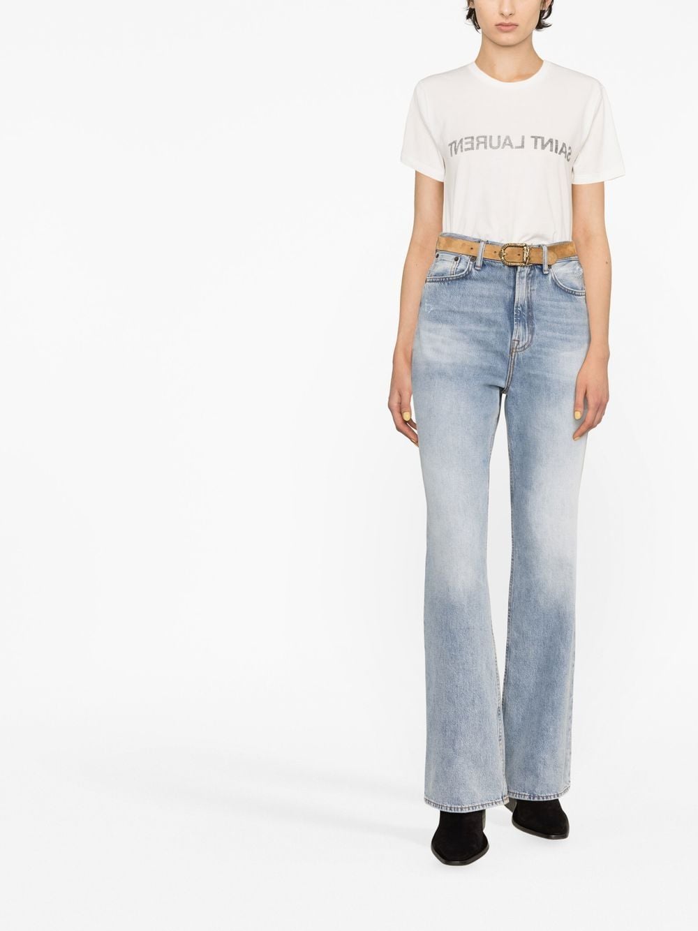 Saint セントローランロゴコットンTシャツ - Image 5