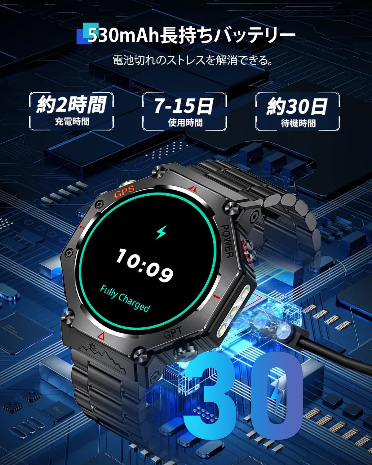 Smart Watch (2025 Latest Evolution, Built-in GPS), Includes 2 Bands, Bluetooth Calls, Incoming Calls, App Notifications, IP68 Dustproof and Waterproof, 100+ Exercise Modes, GPS Movement Recording