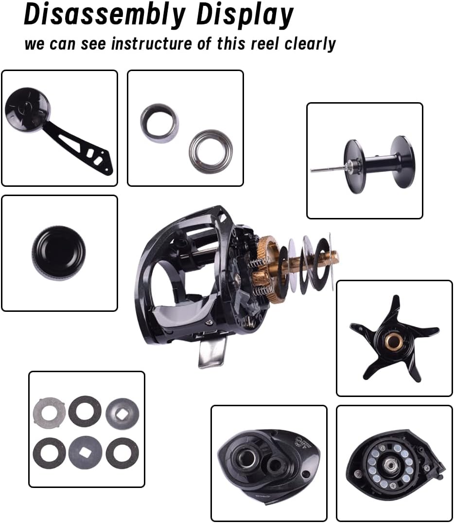 Decrk Saltwater Fishing Baitcasting Reel with Single Handle Drag Force 15kg Ratio 6.4:1 Marine Waterproof Baitcasting Reel