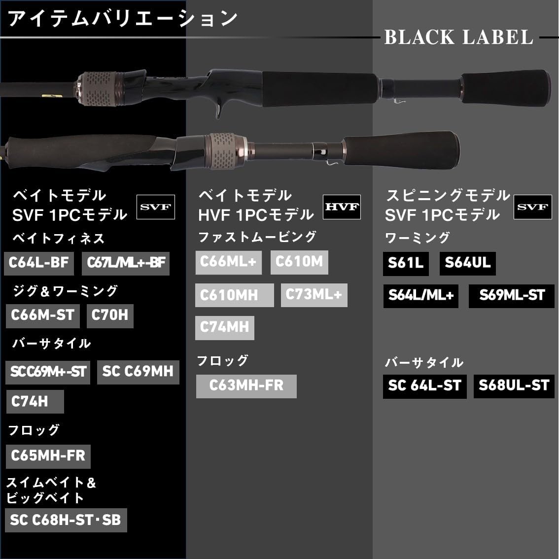 DAIWA Bass Rod, Black Label, Various (2024 Model)
