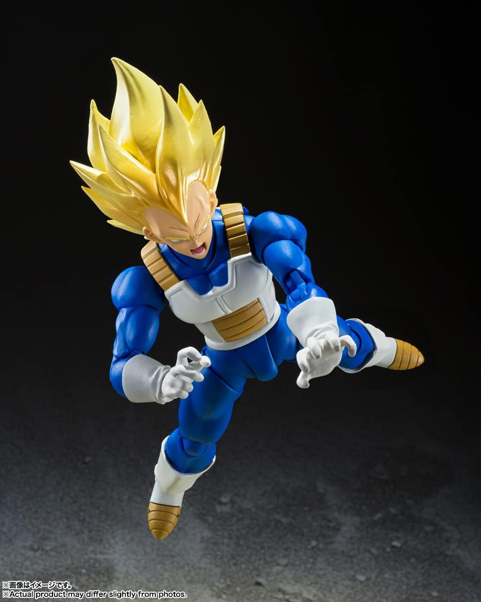 TAMASHII NATIONS S.H. Figuarts Dragon Ball Z Super Saiyan Vegeta - Awakening Super Saiyan Blood - Approx. 5.3 inches (135 mm), PVC & ABS Pre-painted Action Figure