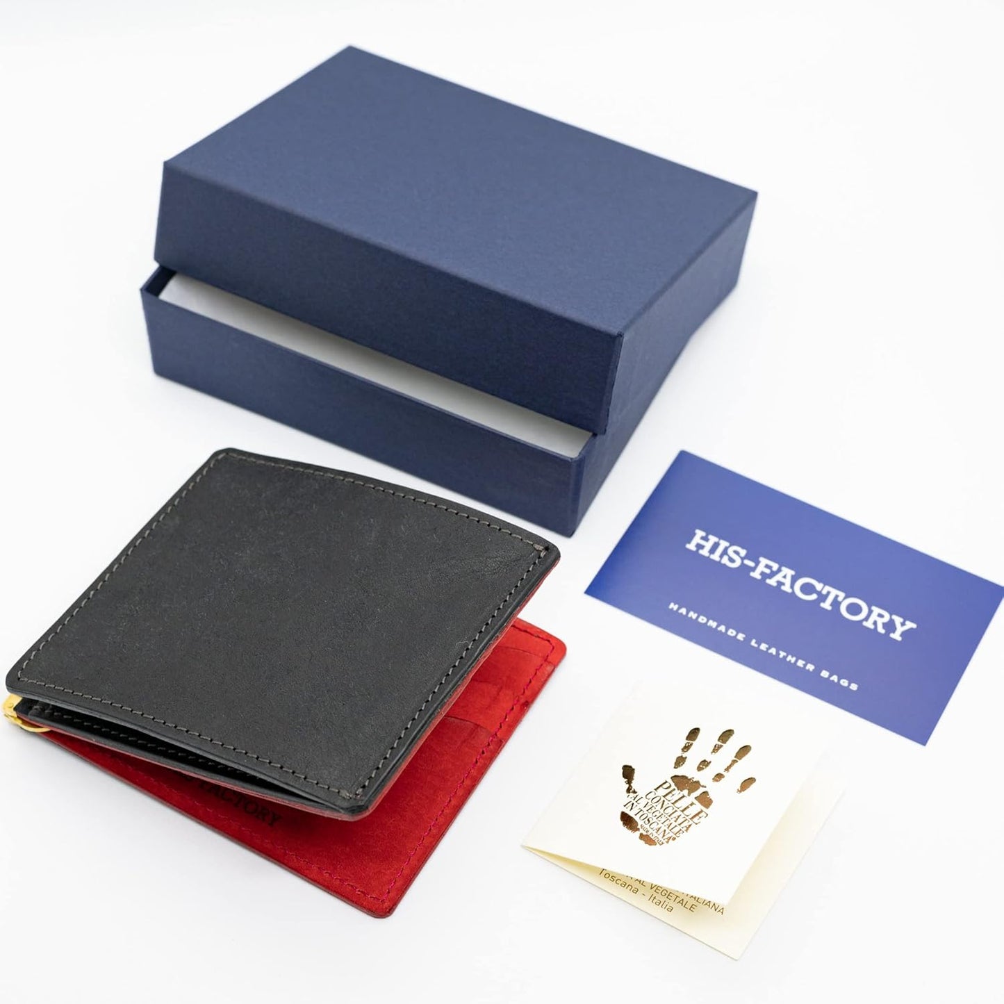 Hizu Factory Pueblo Genuine Leather Money Clip (with Coin Pocket) Made in Japan Artisan Handmade, Black x Publo