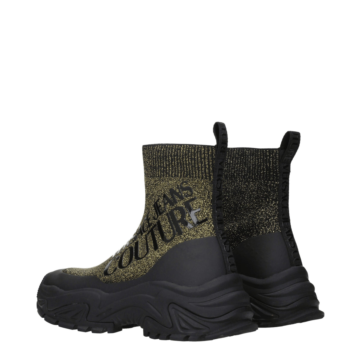 Versace ヴェルサーチジーンズスニーカークチュールウーマンファブリックブラック/ゴールド - Image 5