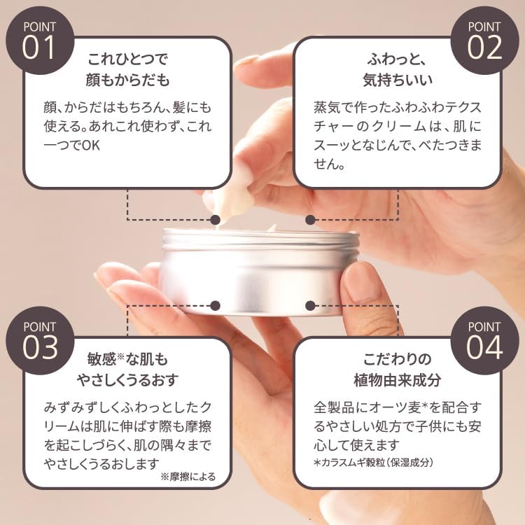 1598_WINTER SPARKLE Steam Cream, 2.6 oz (75 g), Official, Made in Japan, Steamcream, Moisturizing, For Face, Body, Hands, Oatmeal, Natural Essential Oil, Natural Ingredients, Gift