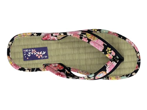 Daimyo Shokai Women's Thong Tatami Folding Sandals Japanese Pattern, Made in Japan