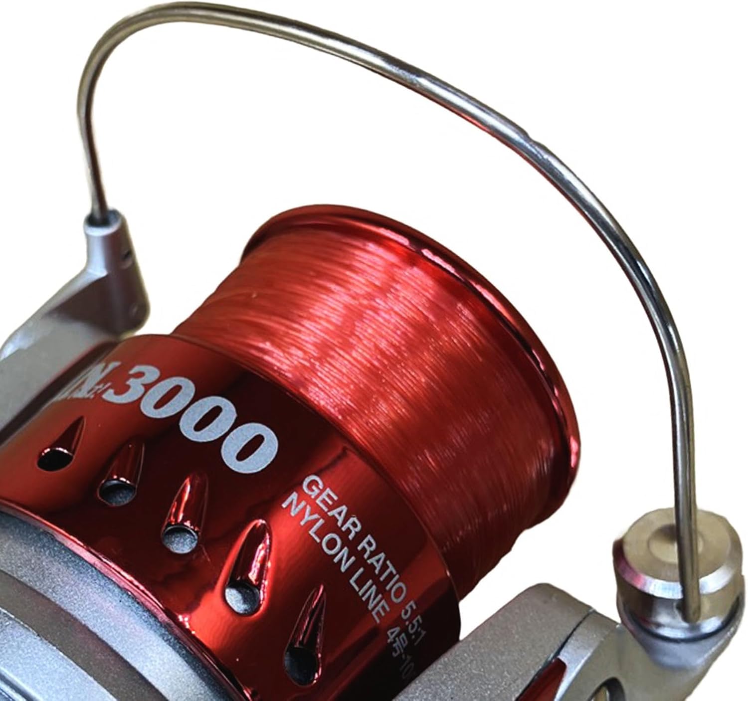 Riseway 3000 Basic Spin Reel with Thread No. 4 - 110 m, Red