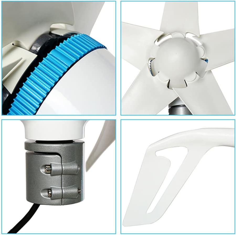 風力タービン、5枚羽根フリーエナジー風車風力発電機、コントローラー付き風力タービン発電機、家庭、屋外キャンプ用、ホワイト、12V(ブラック12V)