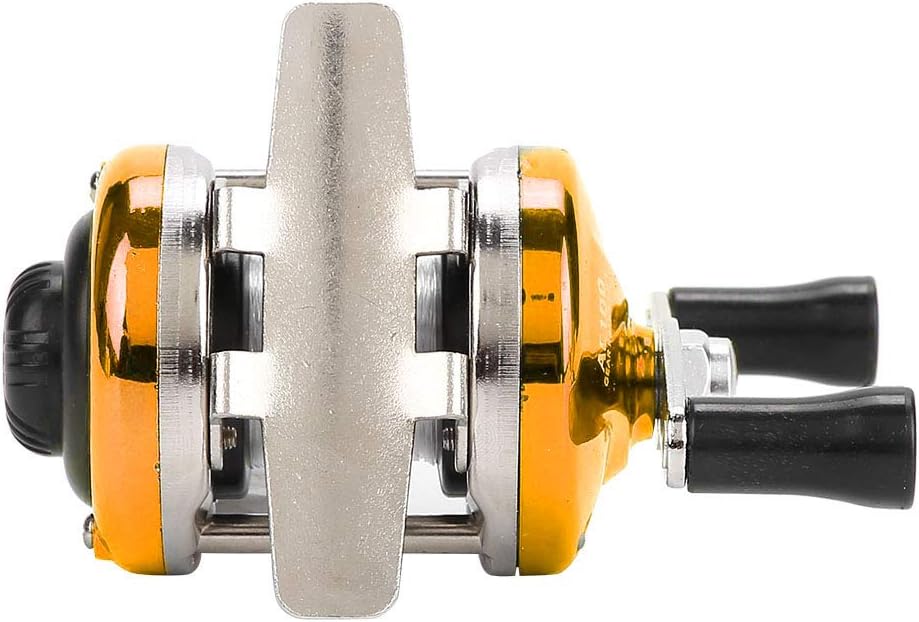 Fishing Wheel Spinning Reel, Small Size, Lightweight, Stainless Steel Material (3.6 oz (108 g), Gold Color; Left & Right Interchangeable Handle, Magnetic Brake Bearing, Hardness Enhanced, Accuracy,