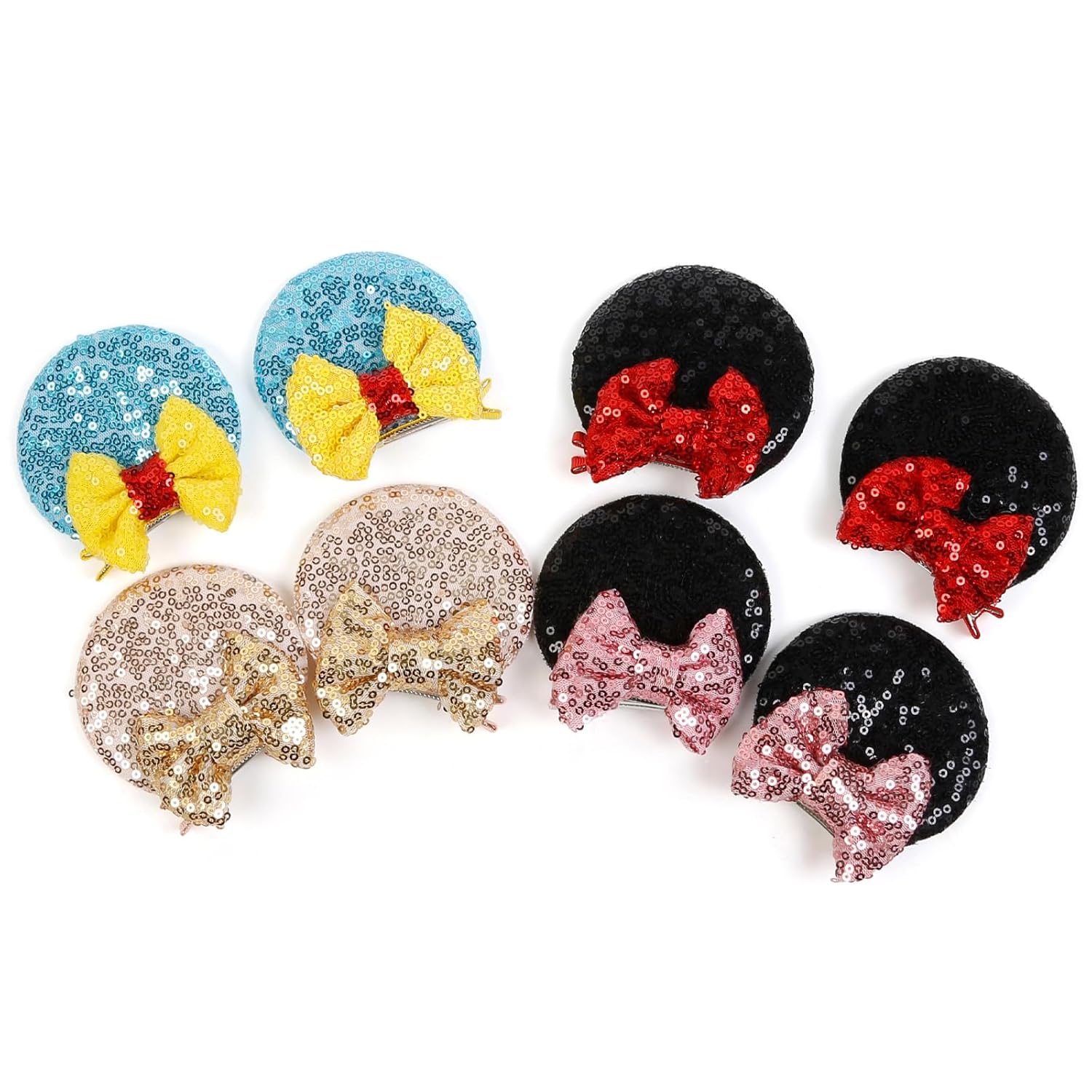 Clips de Lazos para el Cabello con Orejas de Ratón, Paquete de Orejas de Ratón con Brillantina, Bonitos Lazos para el Cabello, Accesorios para el Cabello para Mujeres, Disfraz, Favor de Fiesta de