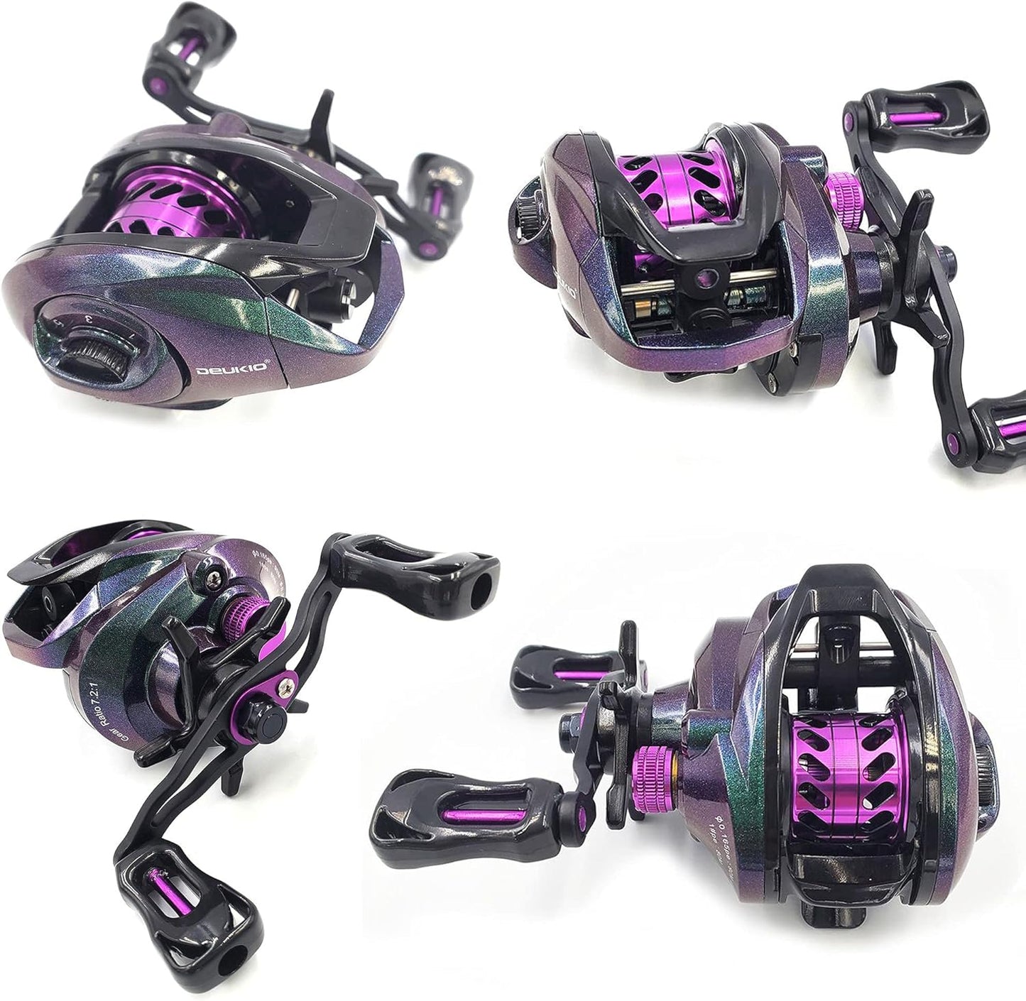 YU191 Fishing Reel, Bait Reel, Ultra Lightweight, Shallow Groove Spool, Aluminum Alloy Spool, Bait Finesse Reel, For Sea, Stream, Fishing, Strong Magnetic Brakes