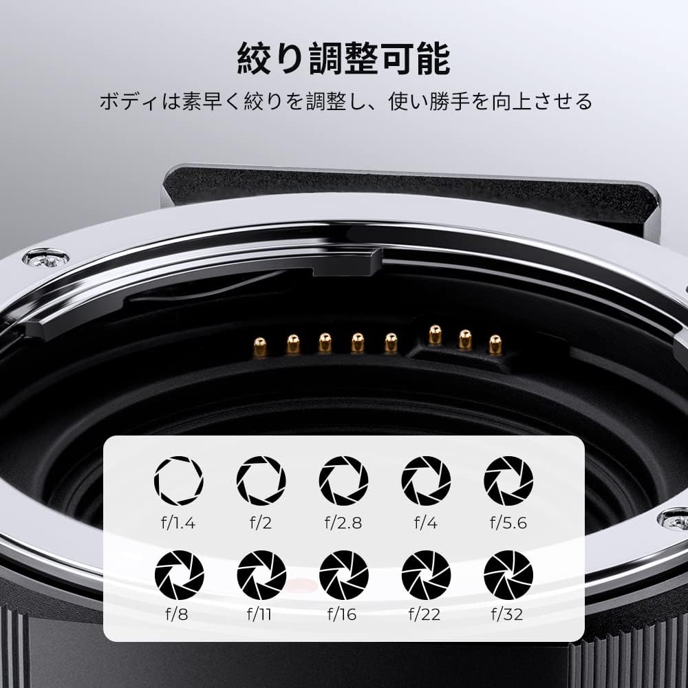 K&F Concept Electronic Mount Adapter, EF-EOS M, AF Function, Autofocus, Canon EF Mount Lens to Canon, EF-M Mount, Electronic Contacts, Tripod Mount, Image Stabilization