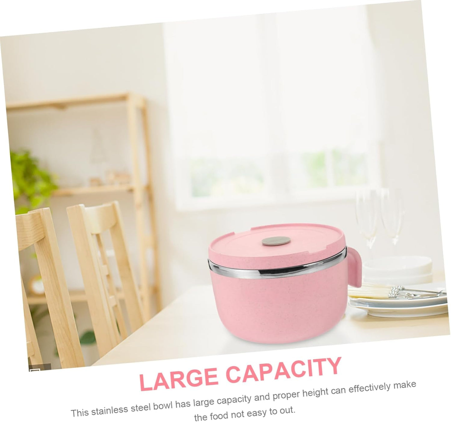 OUNONA 1 Set, Instant Noodle, Asian Soup Bowl, Korean Ramen, Hot Pot, Soup Bowl, With Lid, Japanese Cuisine, Ramen Ramen Ramen Rice Bowl Set, College Essentials, Large Soup Bowl, Portable